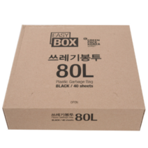 그린팩코리아 이지박스 쓰레기봉투 블랙, 80L, 40개입