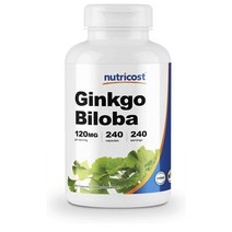 Nutricost Ginkgo Biloba 뉴트리코스트 징코 빌로바 은행나무 추출물 120mg 240캡슐, 1, 1개
