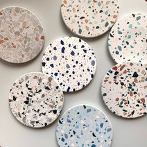 물흡수 세라믹컵받침 테라조 코스터 대리석 무늬, 쿠팡 코스터 트레이