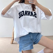 걸즈팩토리 여성용 도나비지 오버핏 박스 반팔티셔츠