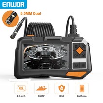 고성능 ENWOR 45 인치 산업용 내시경 듀얼 카메라 IPS 스크린 세미 리지드 케이블 IP68 방수 렌즈 검사 보어스코프 55mm, [01] Dual 55mm, 01 Dual 5.5mm_01 2m
