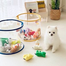 바잇미 클리어 토이바스켓 강아지 장난감 바구니 (4 color), M, 옐로우
