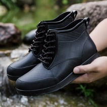 Juli 장화 남성 반바지 미끄럼방지 패션 방수 신발 작업 고무 로우탑 워터 슈즈, 38, 3312퓨어블랙