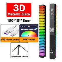 조명 줄 led 스트랩 라인등 RGB 음악 사운드 컨트롤 LED 조명 앱 픽업 라이트 자동차 Tv 게임 컴퓨터 데스크탑 데코레이션 리듬 엠비언트, 13 3D black USB