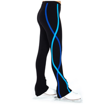 피겨 스케이트 아이스 바지 의상 사용자 정의 스케이팅 긴 훈련 경쟁 스케이팅 여자 여자 위한 따뜻한 양털 체조, XL, 블랙 사파이어