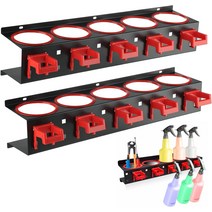 COSYOO 스프레이 병 랙 - 벽걸이 자동 청소 디테일링 툴 캔 홀더 보관 5개의9멍과 5개의 걸이 후크가 있는 벽걸이형 에어로졸, [02] 2개