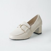 구두모모 여성용 라운드토 골드D링 컴포트 로퍼힐