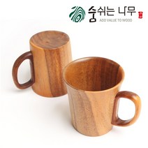 [숨쉬는나무] 캠핑 감성 내추럴 나무 머그컵, 3개
