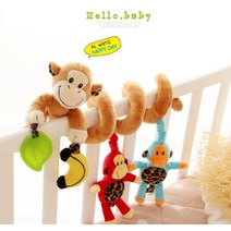 초경량 2인용 국민 기내용 오토폴딩 브랜드 유모차 신생아 아기 장난감 0-12 개월 박제 장난감 동물 아기 유아용 침대 침대 교수형 교육 유아 아기 딸랑이 장난감 3, 원숭이