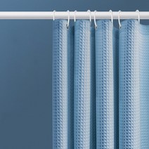 두꺼운 자카드 와플 욕실 샤워 커튼 비 천공 방수 단색 가정용