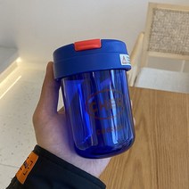 10oz Water Bottle With Lid Straw Mugs Cold Spill-Proof 커피 Cup Plastic Cups 112659, Blue