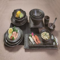 업소용 멜라민그릇 설화 일식 횟집 화석모양, 7.돌접시