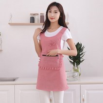 Makone 앞치마 가정용 작업복 주방 키친 베이커리 베이킹 홈카페 홈베이킹, 크로스순면-지퍼레드