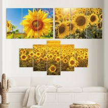 프레임칸칸 행운 해바라기 분할액자 시리즈, 8_해바라기 언덕_5단, 대형(가로270cmx세로130cm)
