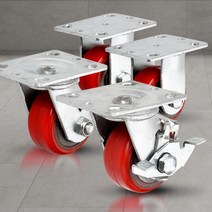 중량용3인치우레탄적색 산업용바퀴 소형캐스터 고하중, 중량용3인치우레탄적색바퀴(휠)