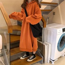 모노위크 이불 집순이룩 오버핏 후드 롱 원피스