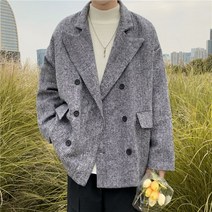 남자 반코트 가을 재킷 빅사이즈 아우터 복고 더블 코트 간절기 커플 하프 코트 자켓 더플 키작은 하객룩