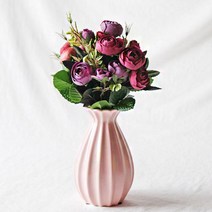 펫플랜트 북유럽 라넌큘러스 조화_5colors, 04_(색상)로즈레드, 04_(화병)미니 도자기 화병_절구