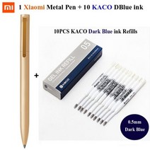 원래 샤오미 Mijia 메탈 로그인 펜 9.5mm 서명 PREMEC 부드러운 스위스 블랙 블루 레드 리필 내구성 비즈니스, 1Mi Pen 10 KACO ink_2
