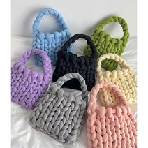 자이언트얀실 가방 소홍서 초굵은 아이슬란드 털실 diy 수제 뜨개질 가방 자체 제작 핸드백 숄더백 완제품 여자친구 선물