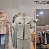 튜브 물결스티치배색스웨터