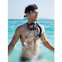 센터스노클 실리콘 수영장 수영 호흡 스노클 스노클링, 하늘색 투명렌즈