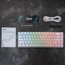 게이밍 키보드 rk68(rk855) rgb 무선 65 소형 기계식 68 키 60 블루투스 핫 스왑블 게임용 핫 스왑, 협력사, 핫 스왑 레드, 흰색 키보드
