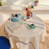 블루라인 식탁보 테이블보 원형 사각 2인 4인 6인 빈티지체크 캠핑테이블보 홈카페 집들이 파티, 4인 160X118cm