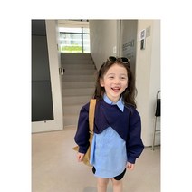 (해외) 유아 블루 셔츠 원피스 맨투맨 세트 여아 등원룩 스쿨룩 이쁜옷 만원대