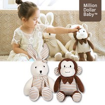 오가닉 애착 동물인형 M - 2종세트 원숭이 곰 고양이 토끼, 옵션선택, 선택1:애착토M|선택2:애착몽M