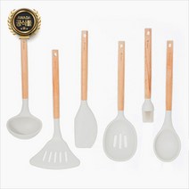 아와다 우드 실리콘 조리도구 6p 세트 키친툴세트, 라이트 그레이 6p 세트