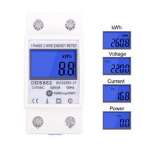 230 단상 2 선 디지털 디스플레이 전력계 소비 에너지 전기 계량기 50 딘 레일, 한개옵션1, 02 With backlight