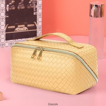 파우치 대용량 여행 메이크업 가방 다기능 pu 화장품 주머니 여성 휴대용 세면 용품, 노란색 2-로고 없음