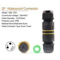IP68 Ip68 나일론 케이블 방수 커넥터 m20 23456 핀 터미널 어댑터 나사 led 조명용 고정 와이어 커넥터, m20 2p 5-9mm