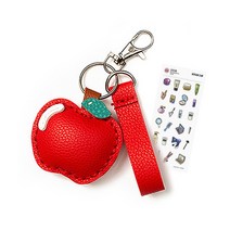 가죽 열쇠고리 만들기 세트 키링 DIY 재료 공예 세트 바느질 단체 미술 수업 키트, 가죽열쇠고리:사과 ＋ 사은품 증정