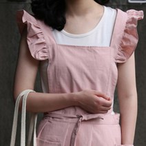 린넨 앞치마 어린이집 서빙 주방 예쁜 식당 카페 백지영 원피스 방수 롱앞치마 공방, D타입/핑크