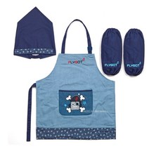 플라이봇 유아 앞치마 팔토시 어린이 앞치마 키즈 아동 앞치마 머릿수건 두건 영유아