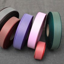 체크리본끈 25mm 10 선물포장띠, 기본체크-자주색