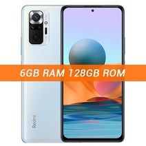 글로벌 버전 Xiaomi Redmi Note 10 Pro 6GB RAM 64GB / 128GB ROM 휴대 전화 108MP 카메라 금어초 732G 120Hz AMOLED 디스플레이, Add Mi Band 5, 6GB 128GB Blue