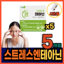 긴장푸는 스트레스로 인한 긴장 완화 불안 긴장감 손떨림 안정감 시험전 영양제 히알루론산 테아닌 학생 수험생 청소년 장년 여성 직장인 선물 시댁스트레스 홧병 울화 불안증상 약 1개월, 사은품증정, 5통, 60정