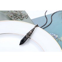 VadiForest 천연 흑요석 다우징 펜듈럼 레이키 육각형 힐링 크리스탈 스.. 정품보장, Black - Obsidian, 1개