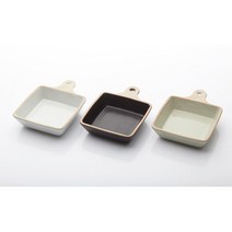 한국 전통 도자기 손잡이 사각소스접시 2개 미니볼, 사각 블랙