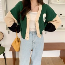 부이에 브이넥 단추 슬림 니트 가디건