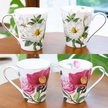 럭셔리 플라워 머그 2P 세트, 상세설명 참조, 럭셔리플라워둥근머그2p세트_목련