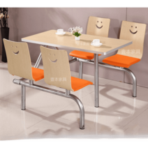일체형 테이블 의자 구내식당 급식실 식탁 패키지 회사 휴게실 업소용가구, 4인용 알루미늄 스마일+철