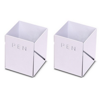 에이에스코리아 원라인 정사각 스틸 연필꽂이 MW-632, 화이트, 2개입