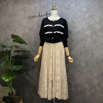 라임브릿지 엘레강스 레이스 밴딩 롱 스커트