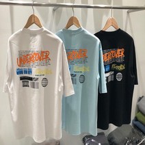 남자 여자 오버핏 라운드 언더커버 레터링 분또 반팔 티셔츠 3컬러