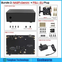 geekworm naspi 제미니 듀얼 2.5quot pwm 팬 raid 안전 종료 앰프가 포함된 sata hddssd nas 케이스 키트 라즈베리 파이 4 자동 전원 켜기, 번들 2