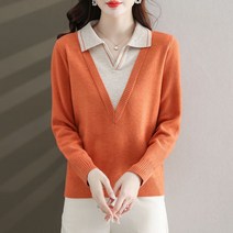 여성 봄가을 칼라넥 부드러운 느낌 디자인 풀오버